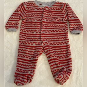 Emporio Baby Gray & Red Stripe w/ ❤️ Footie Jumpsuit- Size 3-6 months.